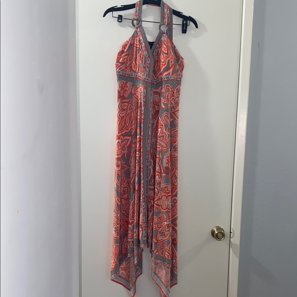 New Women - INC International Concepts Asymmetrical Orange and Gray Dress